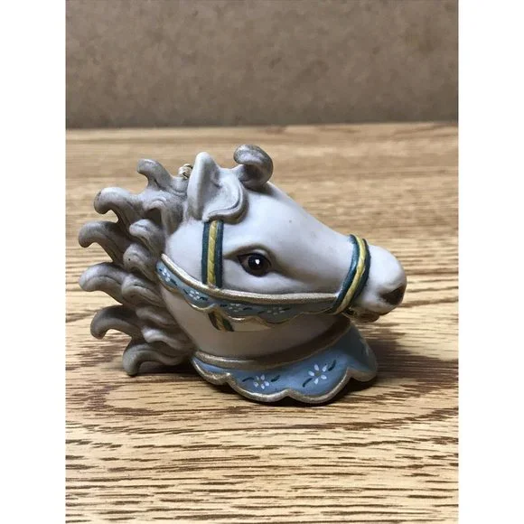 Carousel Horse Head Porcelain Bell Ornament Approx 3.5" Tall EUC - Picture 8 of 8